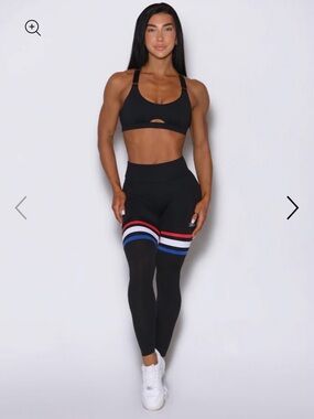 Black Leggings with Red, White, and Blue Stripes With pockets!